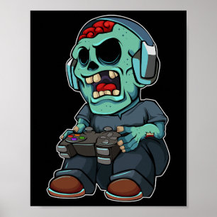Poster Gamer Zombie Lazy Halloween Costume amusant Jeu V