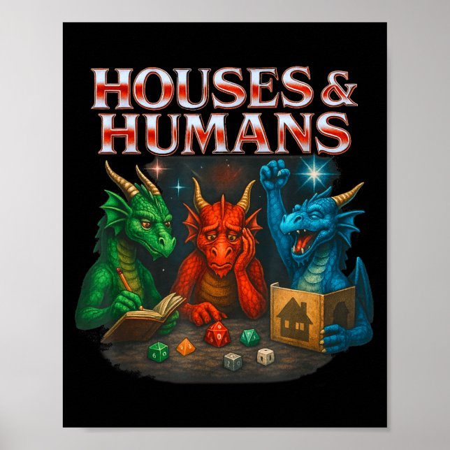 Poster Gaming Houses And Humans Funny Game Rpg Gamer Men  (Devant)