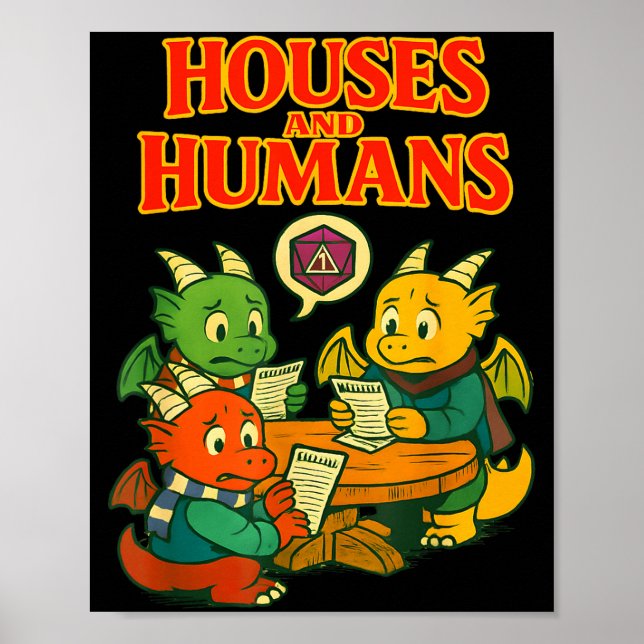 Poster Gaming Houses And Humans Funny Rpg Gamer Men Boys  (Devant)