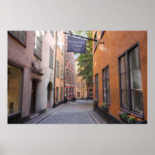 Poster Gamla Stan, Stockholm, Suède ; Pavé rond de