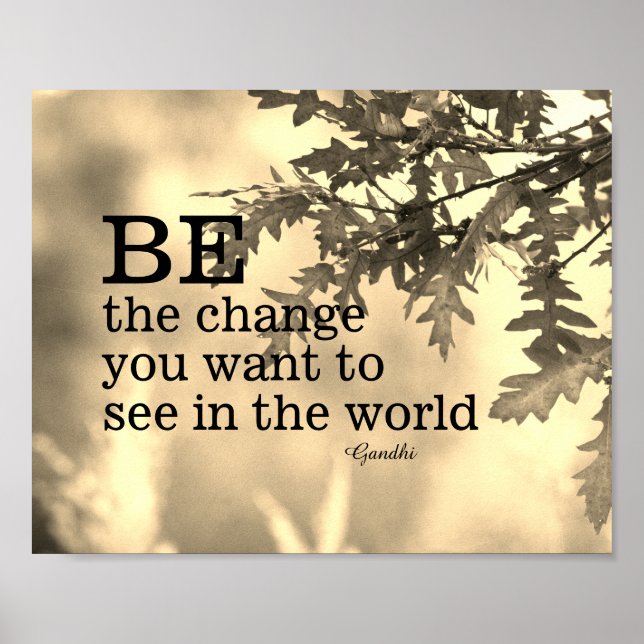 Poster Gandhi citation être le mot de changement art (Devant)