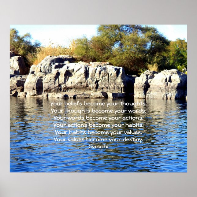 Poster Gandhi Sagesse Citer Sur Le Destin (Devant)