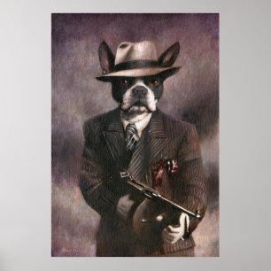 Poster Gangster Boston Terrier des années 1930 vin