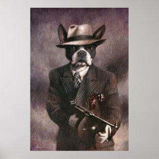 Poster Gangster Boston Terrier des années 1930 vin