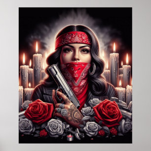 Poster Gangster Girl Hip hop chicano art graphique