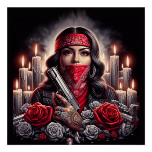 Poster Gangster Girl Hip hop chicano art graphique