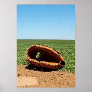Poster Gant de baseball classique sur la terre de l'infie