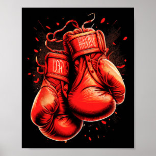 Poster Gants de boxe rouge rétro Vintage Boxer