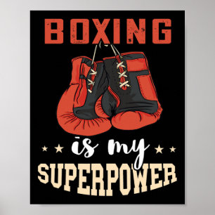 Poster Gants de boxe superpuissance Boxeur Kickboxer Kick