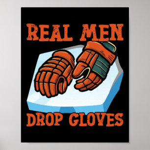 Poster Gants vintage de hockey sur glace Les vrais hommes