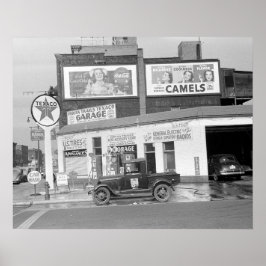 Poster Garage et station de remplissage, 1940. Photo vint