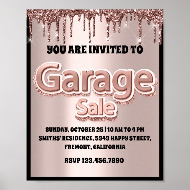 Poster Garage Jardin Vente Rose Parties scintillant Roule (Devant)