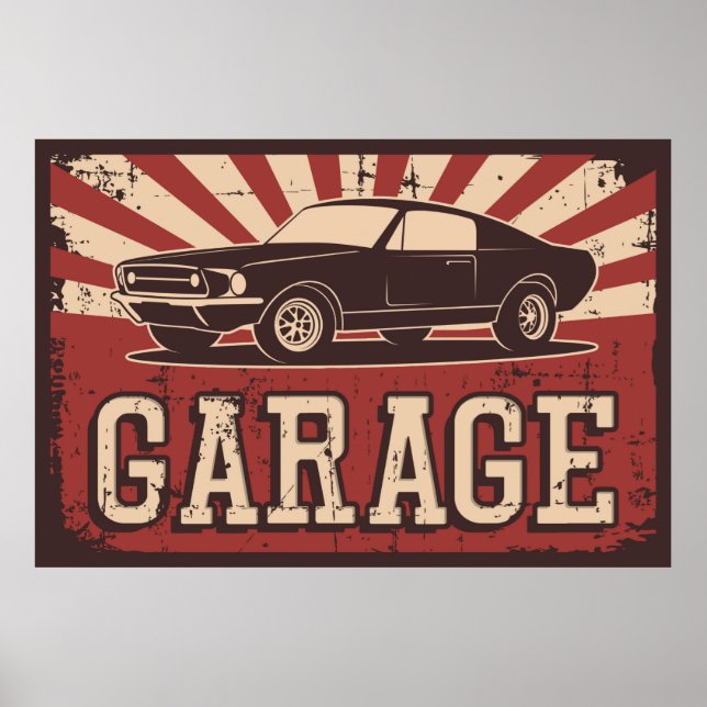 Poster garage retro vintage (Devant)