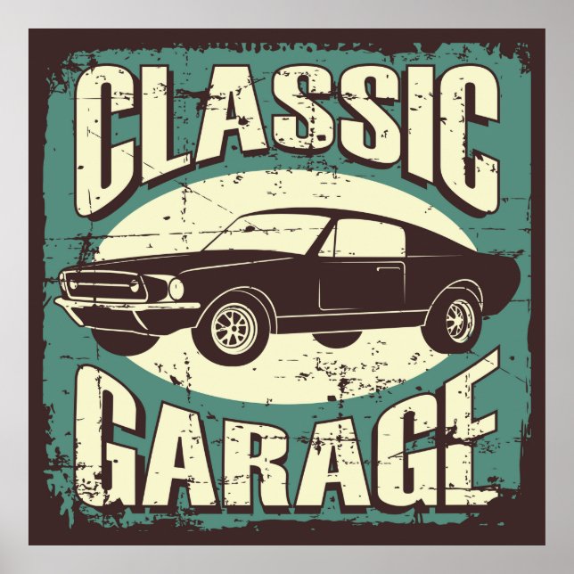 Poster garage retro vintage (Devant)
