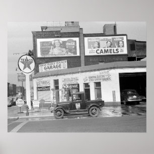 Poster Garage & Station-service, 1940. Photo ancienne