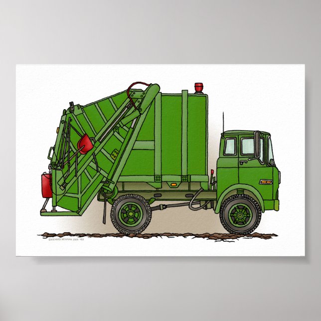 Poster Garbage Truck Green (Devant)