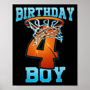 Poster Garçon 4 ans Cadeaux 5e anniversaire Bysketbyll Pe