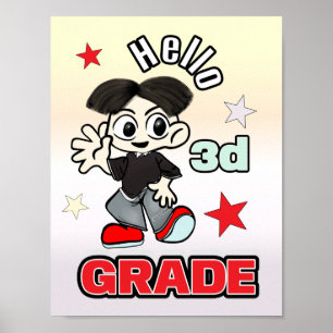 Poster Garçon Anime Mignon Bonjour 3e Année