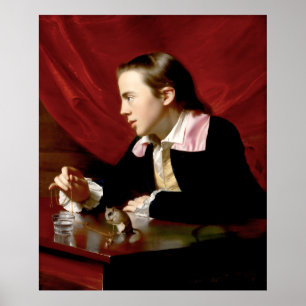 Poster Garçon avec un écureuil