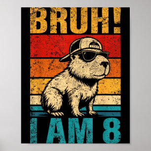 Poster Garçon Capybara de 8 ans pour son anniversaire Bru