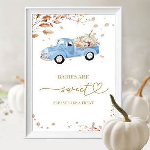 Poster Garçon Citrouille Signe Bébés Automne Sont Mignons