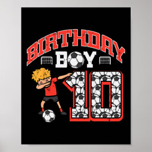 Poster Garçon d'anniversaire 10 Football Dab 10e Fête d'a