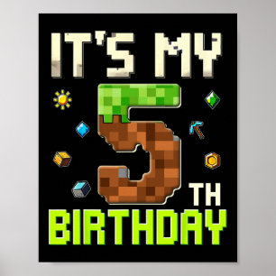 Poster Garçon d'anniversaire drôle C'est mon 5ème anniver