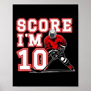 Poster Garçon de 10 ans faisant du hockey sur glace pour