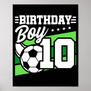 Poster Garçon de 10 ans Football Enfants Anniversaire 10