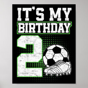 Poster Garçon de 2 ans footballeur C'est mon 2e anniversa