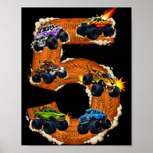 Poster garçon de 5 ans camion monstre bambin 5e anniversa