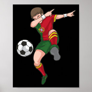 Poster Garçon de football Dabbing Portugal Maillot de Foo
