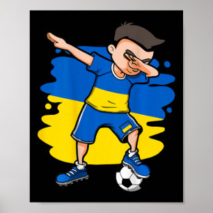 Poster Garçon de football Dabbing Ukraine Maillot Ukraini