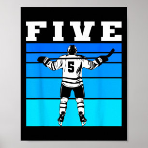 Poster Garçon de hockey 5e anniversaire Cinq anniversaire