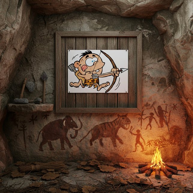 Poster Garçon de la grotte avec arc et flèche (Créateur téléchargé)