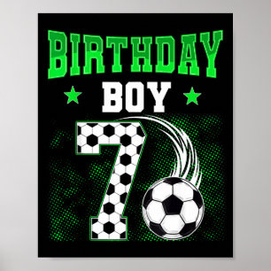 Poster Garçon drôle de 7 ans Anniversaire Thème de foot P