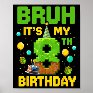 Poster Garçon Enfant Anniversaire Drôle C'est Mon 8e Anni