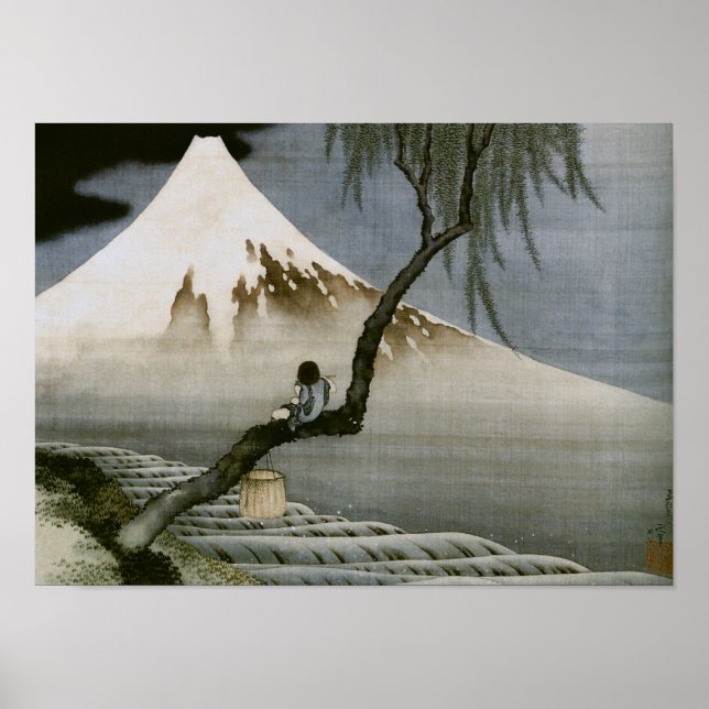 Poster Garçon et Mont Fuji Hokusai Art japonais (Devant)
