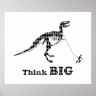 Poster Garçon Marcher Un Tyrannosaurus Rex ~ Penser Gros