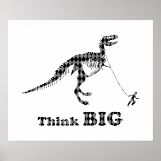 Poster Garçon Marcher Un Tyrannosaurus Rex ~ Penser Gros