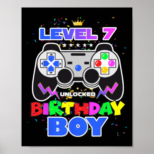 Poster Garçon niveau 7 déverrouillé jeu vidéo 7e annivers