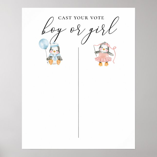 Poster Garçon ou fille. Le genre révèle. Conseil de vote  (Devant)