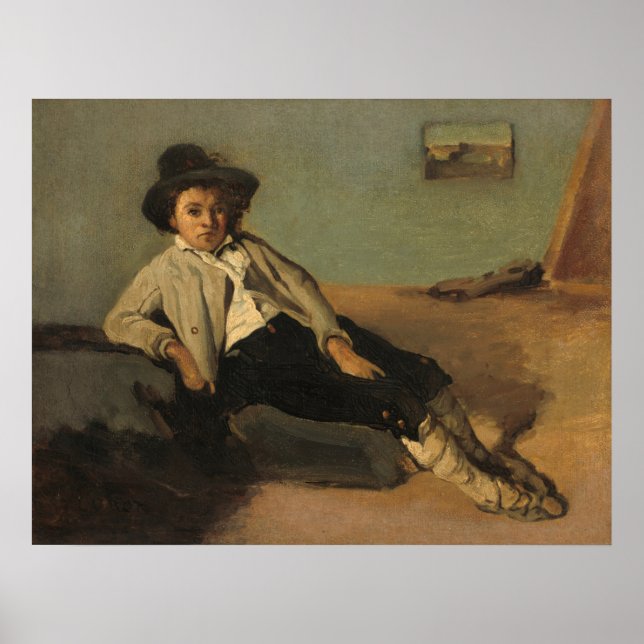 Poster Garçon paysan italien, Jean-Baptiste - Corot Fine  (Devant)