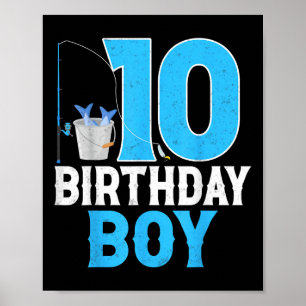 Poster Garçon pour son 10ème anniversaire Pêcheur Amateur