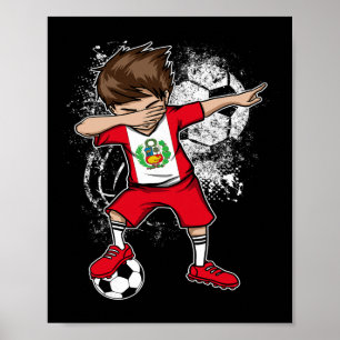 Poster Garçon qui Dabbing Pérou Maillot de Foot Équipe Pé