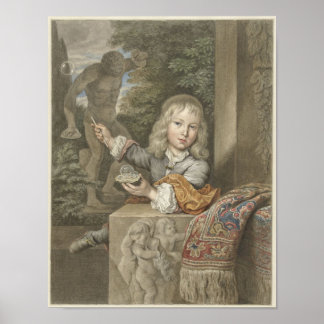 Poster Garçon qui souffle des bulles