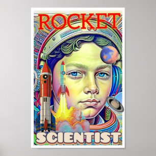 POSTER GARÇON SCIENTIFIQUE FUSÉE