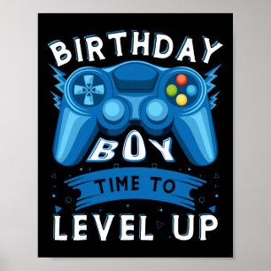 Poster Garçon Temps D'Augmenter Le Jeu Vidéo Anniversaire