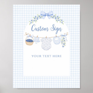 Poster Garçon tout doux myrtille Baby Shower personnalisé