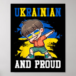 Poster Garçon ukrainien fier et ukrainien Drapeau de l'Uk